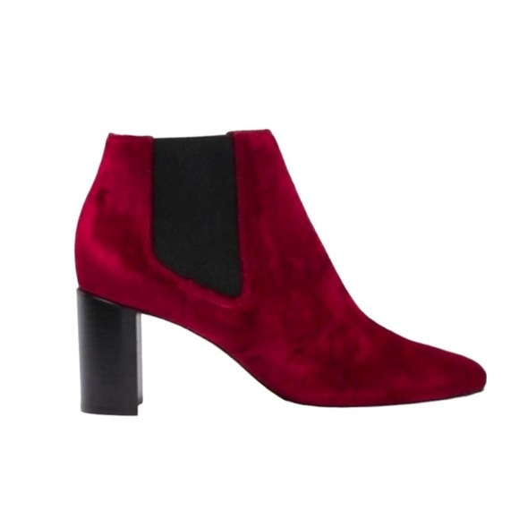 Rag & Bone Womens Red Velvet Chelsea Pull On Chunky Heeled Booties Sz 9 New - Picture 1 of 9